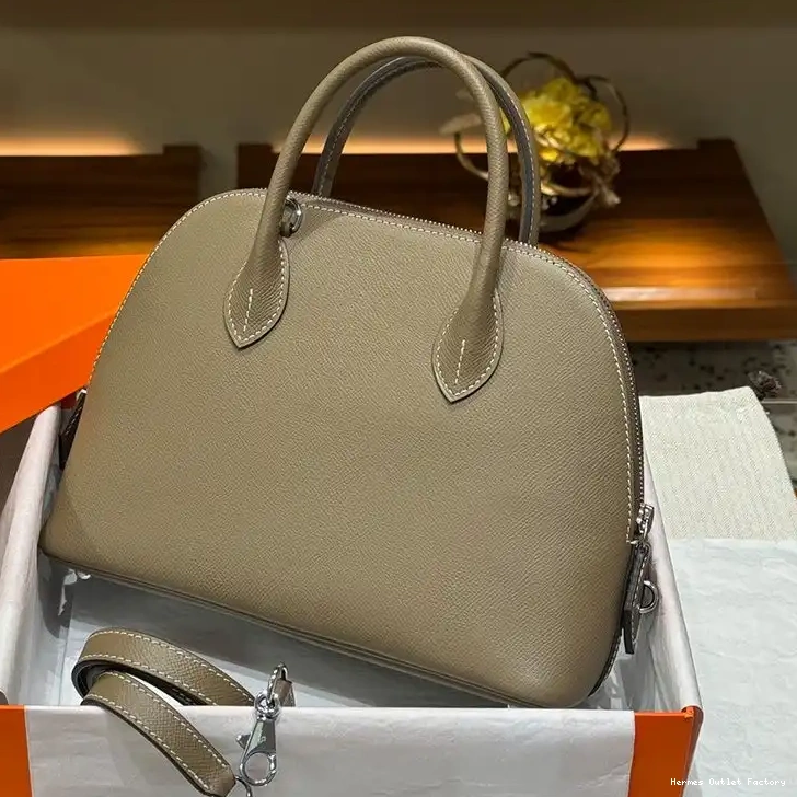 Epsom In Hardware Khaki Leather 25 Hermes Bolide Bag Palladium 0509